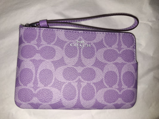 Coach Corner Zip - Signature Canvas - Iris - NWT (Price Includes Shipping)