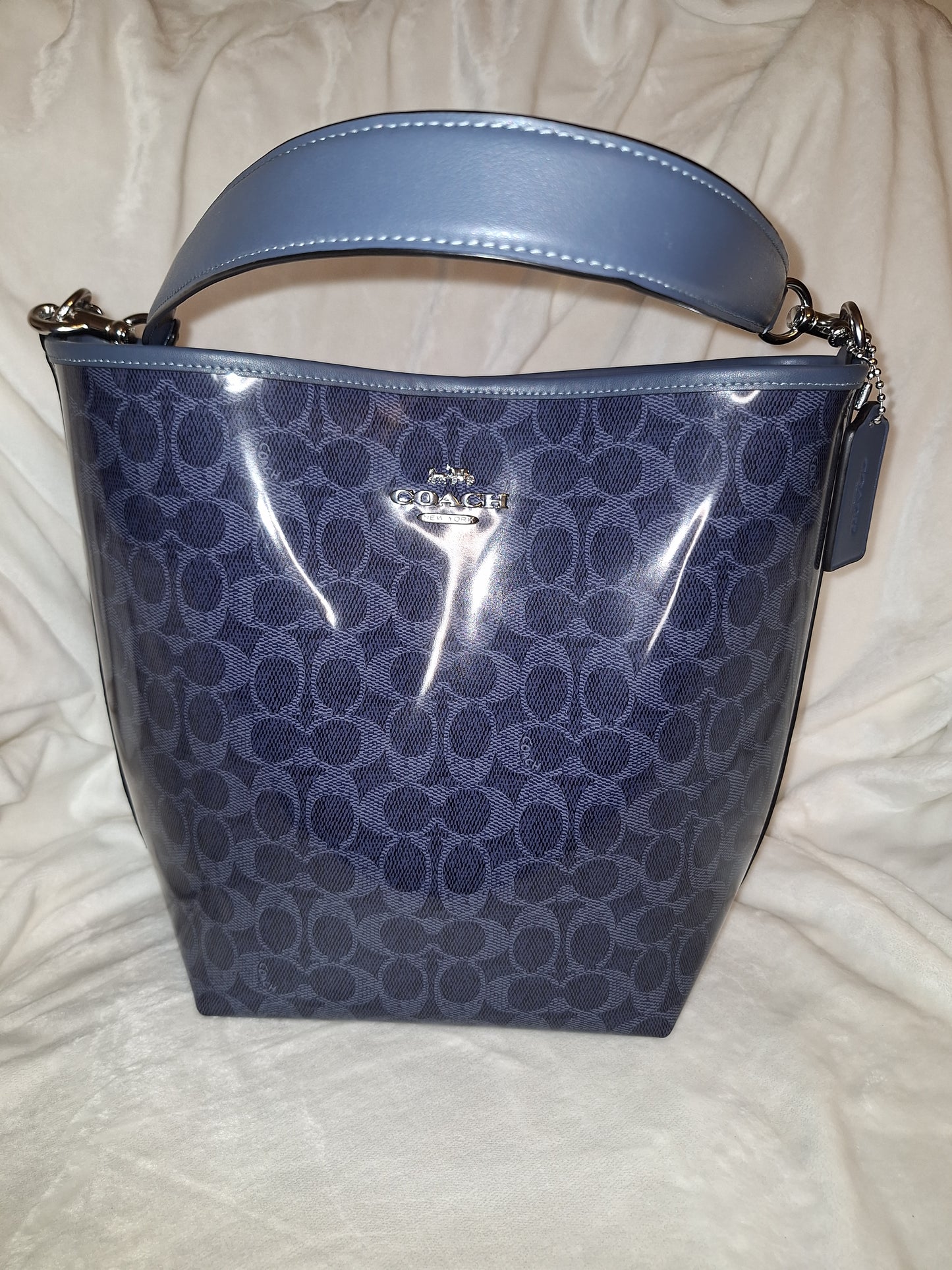 Coach Large City Bucket - Glossy Signature Dark Denim - EUC - (Price Includes Shipping)