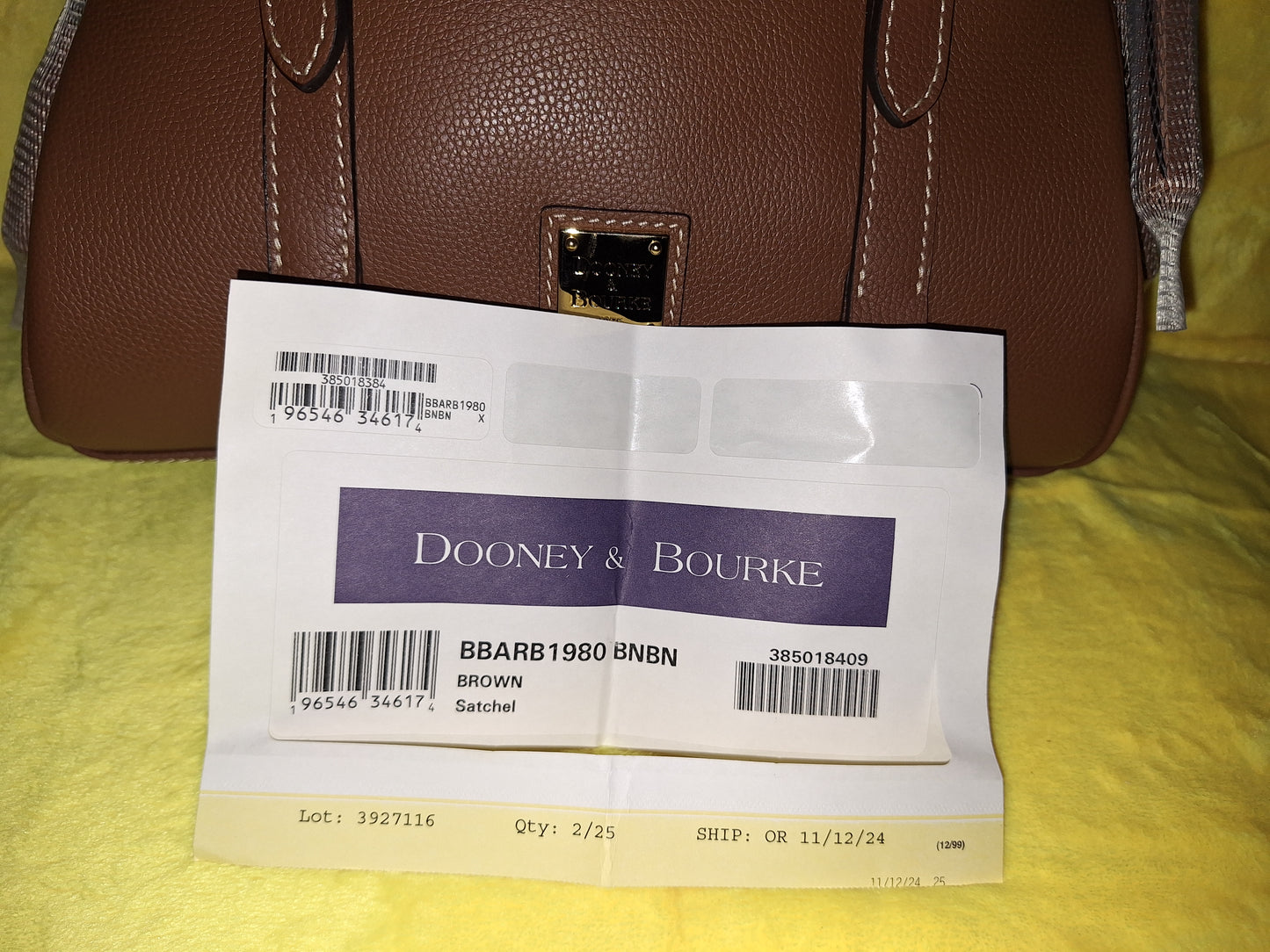 Dooney & Bourke Sorrento Satchel - Brown - NWT (Price Includes Shipping)
