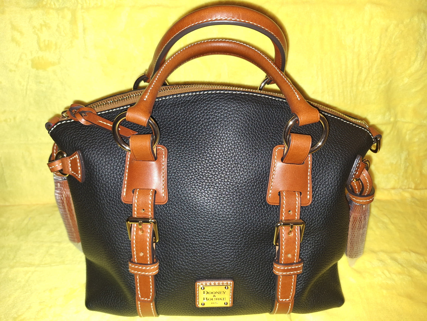 Dooney & Bourke Bristol Satchel - Pebble Leather - Black & Tan - NWT - Price Includes Shipping