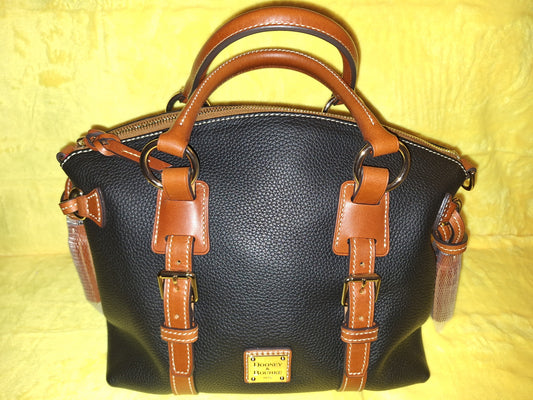Dooney & Bourke Bristol Satchel - Pebble Leather - Black & Tan - NWT - Price Includes Shipping