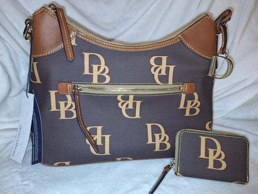 Dooney & Bourke Monogram Hobo & Matching Zip Card Case - Brown T'moro - NWT (Price Includes Shipping)