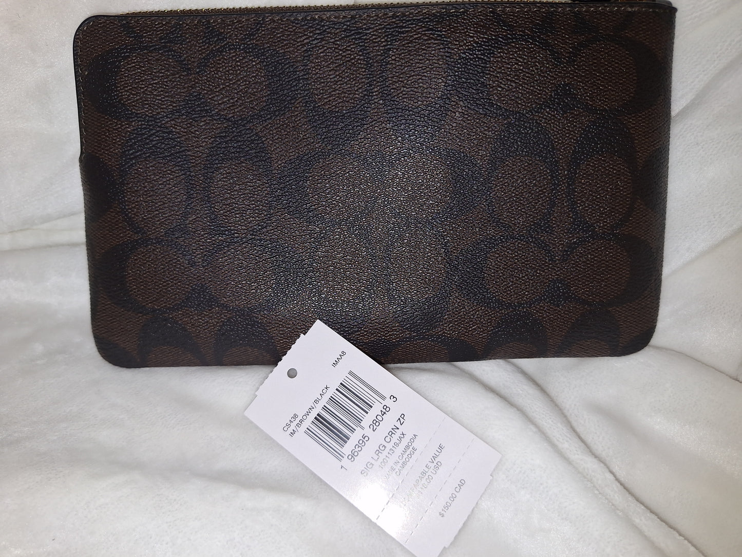 Coach Large Corner Zip - Signature Canvas - Brown/Black - NWT (Price Includes Shipping)