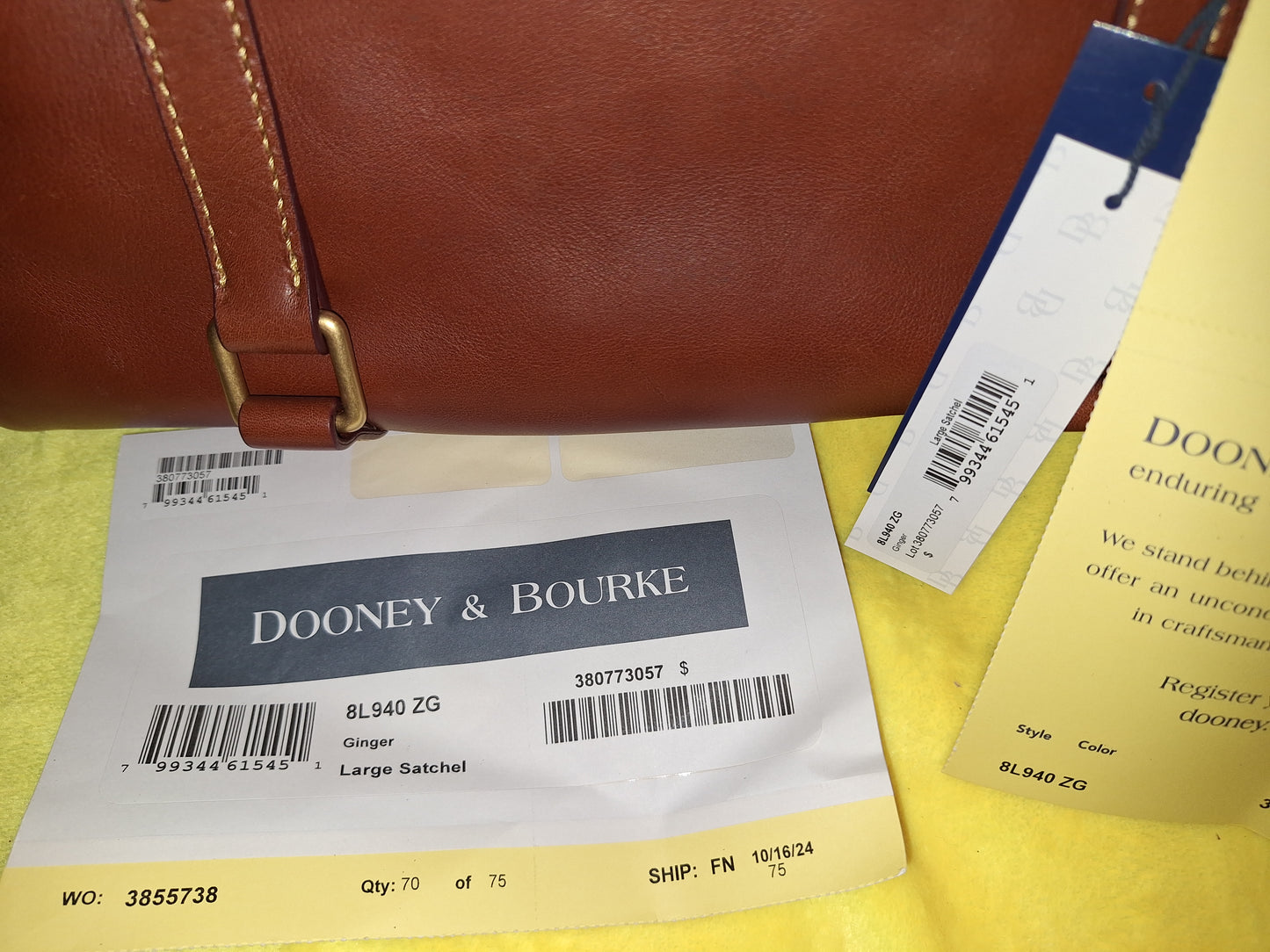 Dooney & Bourke (Large)  Florentine Leather Satchel & Matching Wallet - Ginger - NWT - Price Includes Shipping
