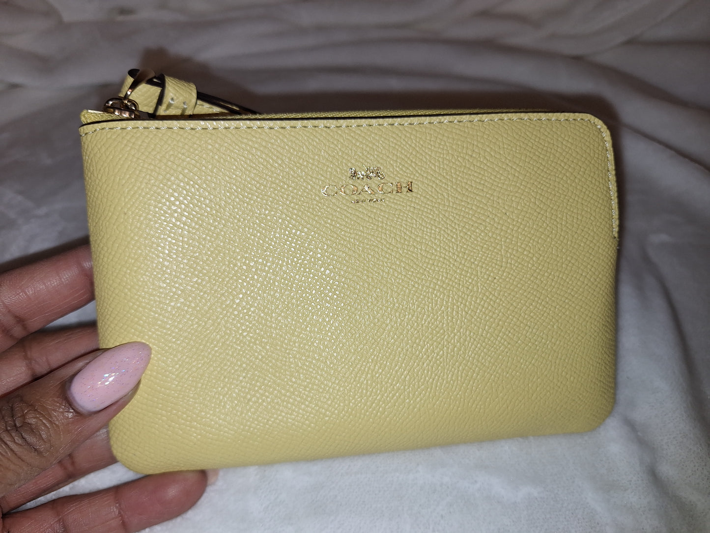 Coach Corner Zip Wristlet - Leather - Yellow - NWT - (Price Includes Shipping)