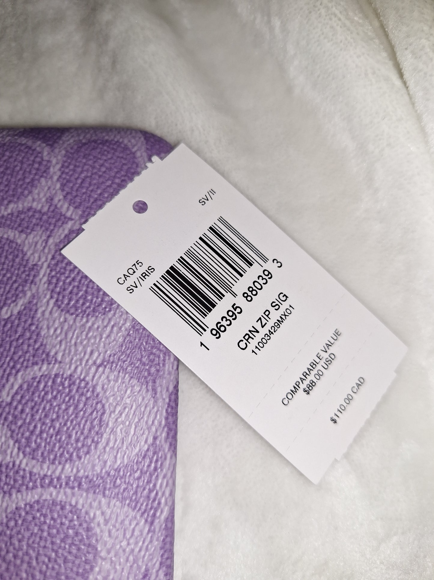 Coach Corner Zip - Signature Canvas - Iris - NWT (Price Includes Shipping)