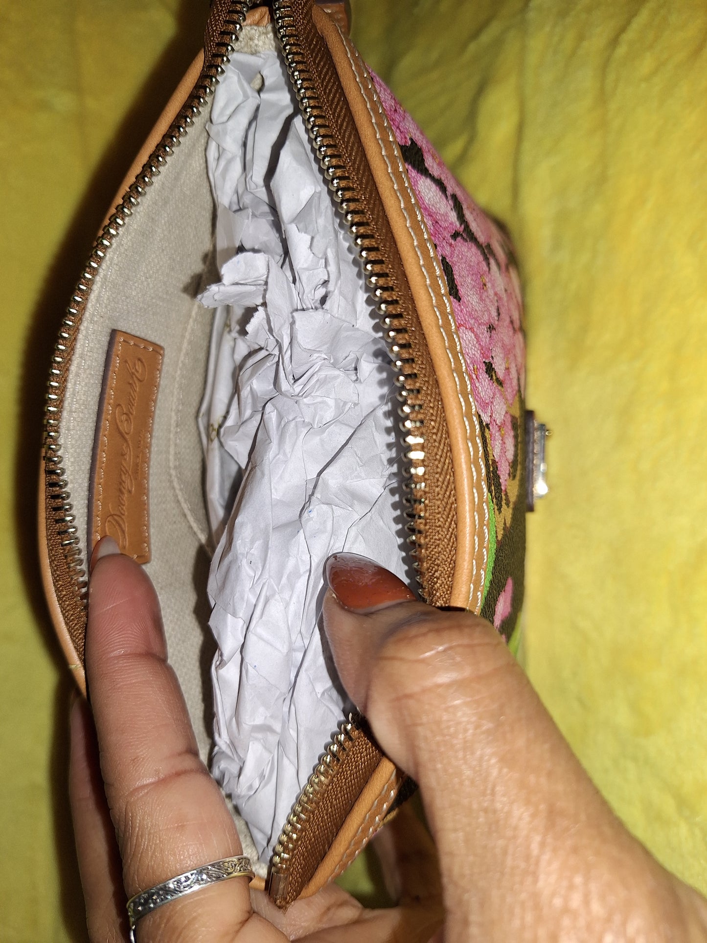 Dooney & Bourke Black Hydrangea Drawstring Bag - NWT & Matching Cosmetic Case - EUC (Price Includes Shipping)