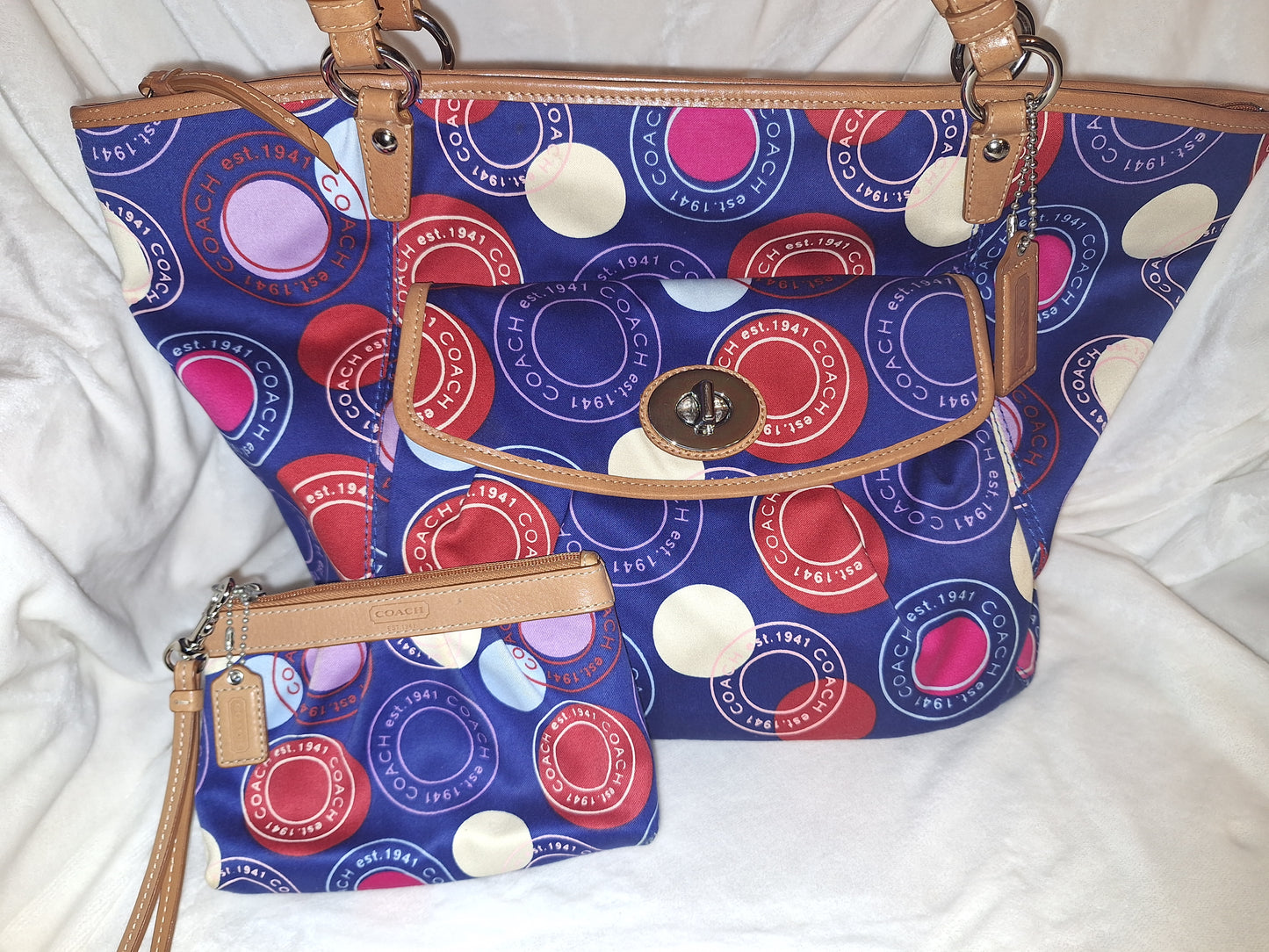 Coach 1941 Canvas Multicolor Tote & MatchingWristlet - EUC (Price Includes Shipping)