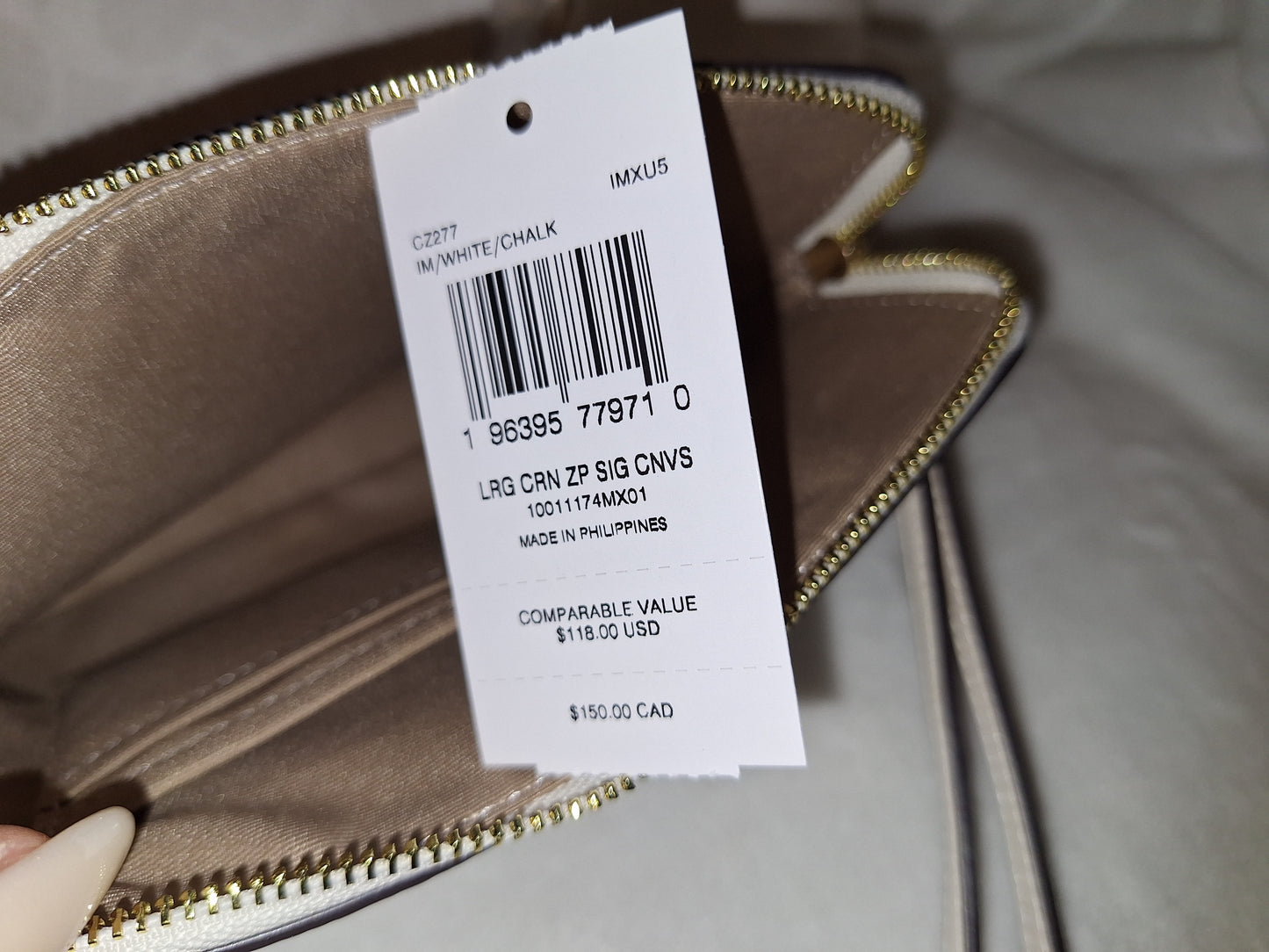 Coach Signature Gallery Tote - White/Chalk - NWT - (Yellow marked on the back shown in picture) & Long Zip Wallet - NWT & Large Corner Zip - NWT(Price Includes Shipping)