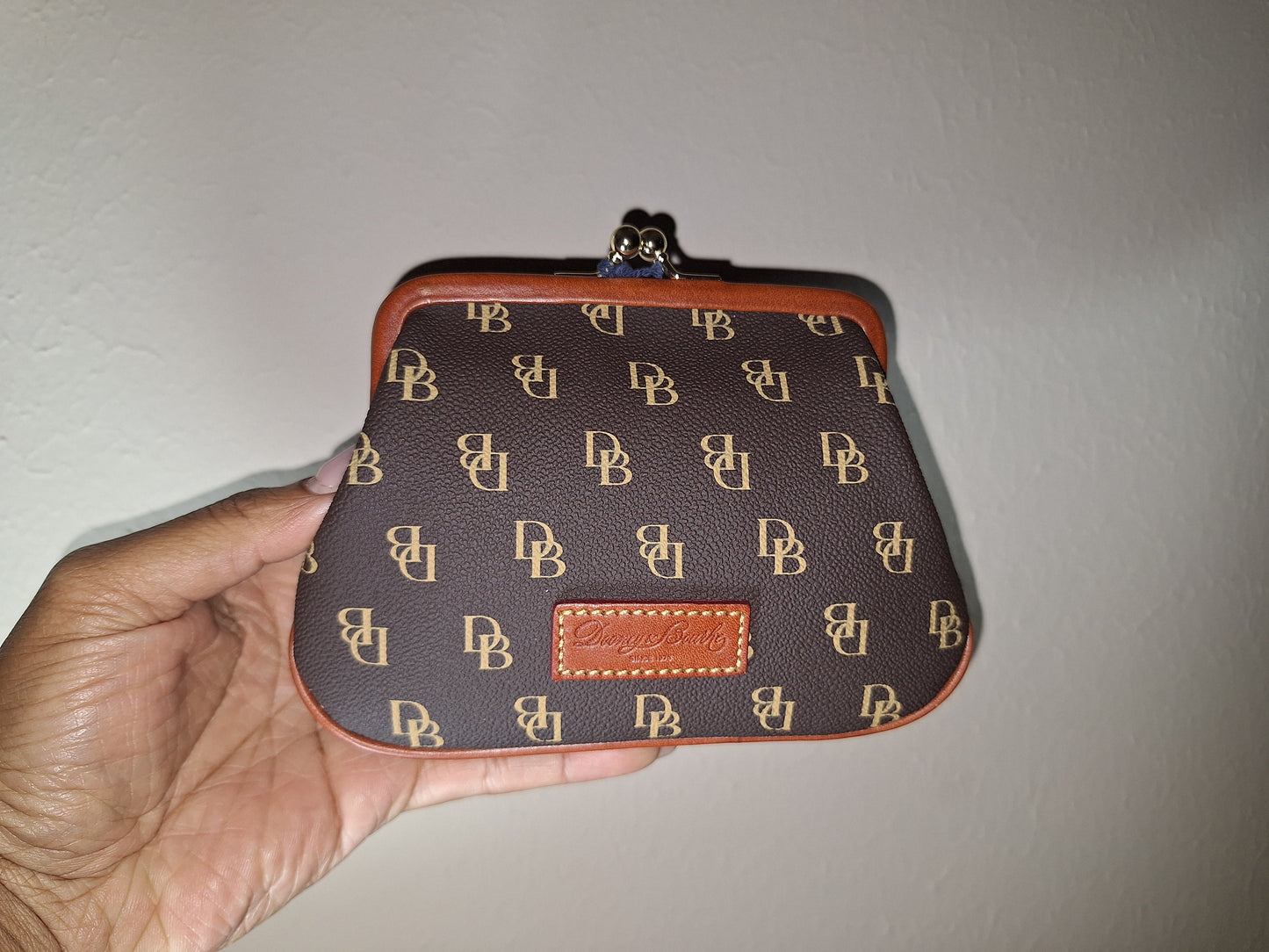 Dooney & Bourke Kisslock/Large Frame Coin Purse - Gretta/Brown/Tan  - NWT  (Price Includes Shipping)