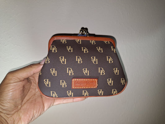 Dooney & Bourke Kisslock/Large Frame Coin Purse - Gretta/Brown/Tan  - NWT  (Price Includes Shipping)