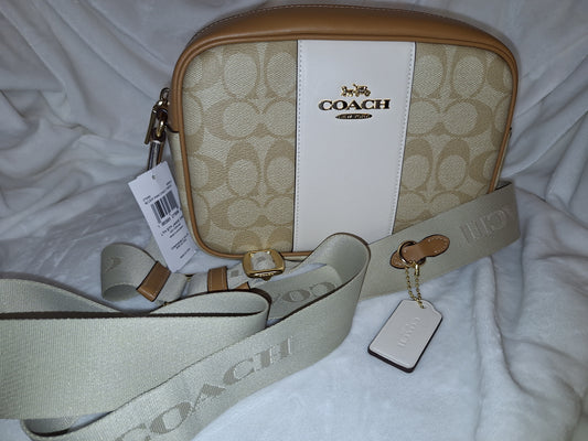 Coach Jamie Crossbody - Signature Canvas & Leather - Light Khaki/Chalk/Light Saddle - NWT (Price Includes Shipping)