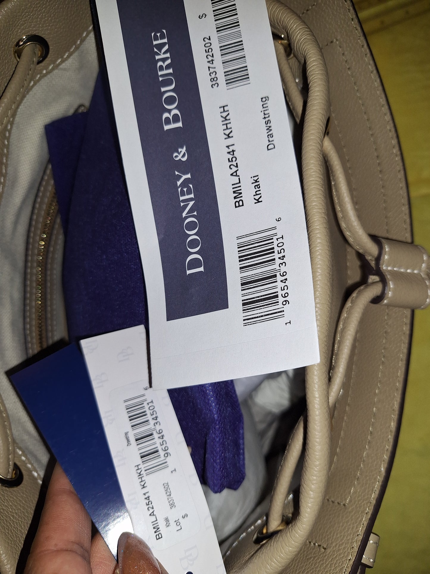 Dooney & Bourke Sorrento Leather Drawstring Bag - NWT - Khaki (Price Includes Shipping)