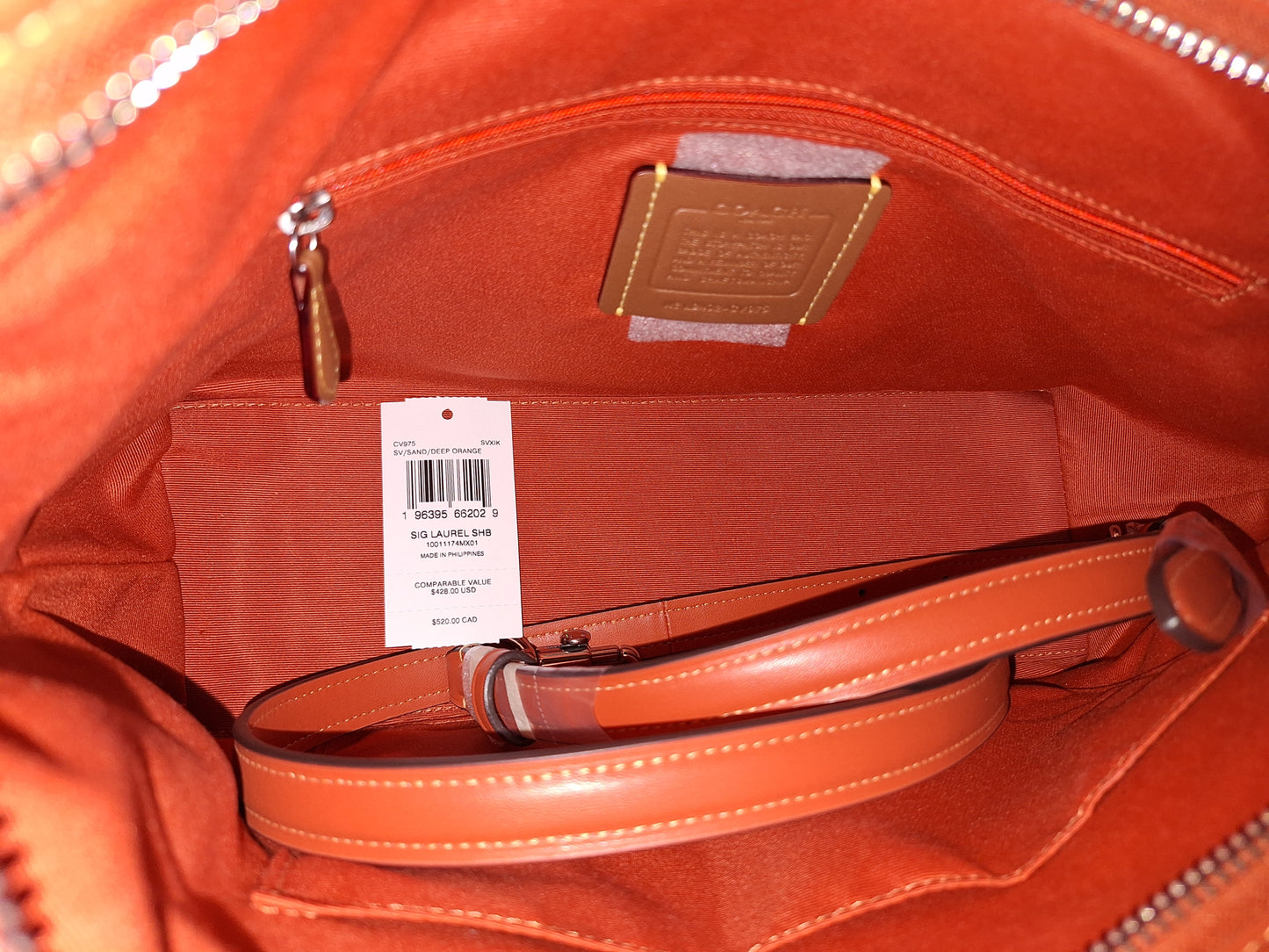 Coach Laurel Bag & Matching Corner Zip - Signature Canvas - Sand/Deep Orange - NWT (Price Includes Shipping)