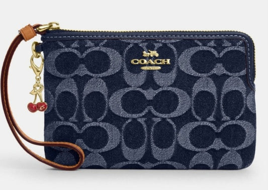 Coach Signature Denim Corner Zip Wristlet - NWT - (Price Includes Shipping)