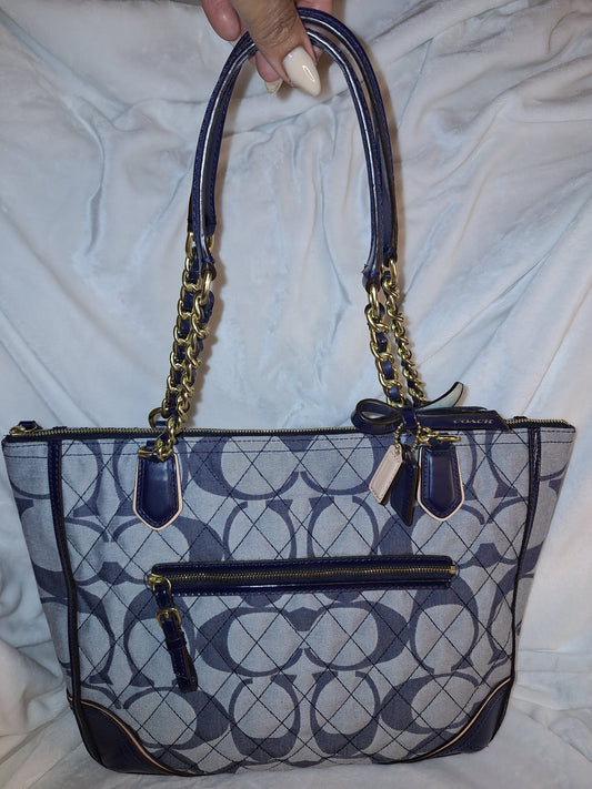 Coach Poppy Quilted Signature Denim Chain Tote - EUC (Price Includes Shipping)
