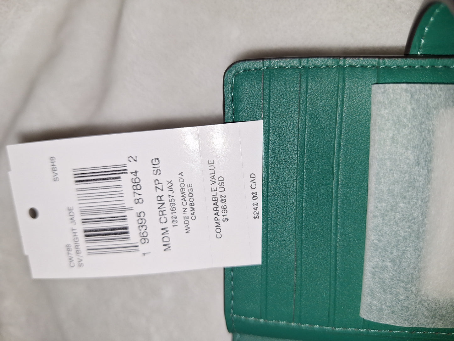 Coach Wallet - Signature Canvas - Bright Jade - NWT (Price Includes Shipping) ( Matching Rowan Available Separately)