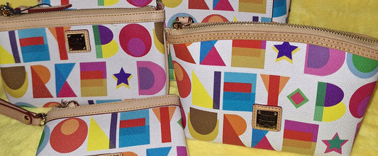 Dooney & Bourke Art Deco Long Zip Wristlet (NWT) & Cosmetic Case Only (EUC) - White - (Price Includes Shipping)