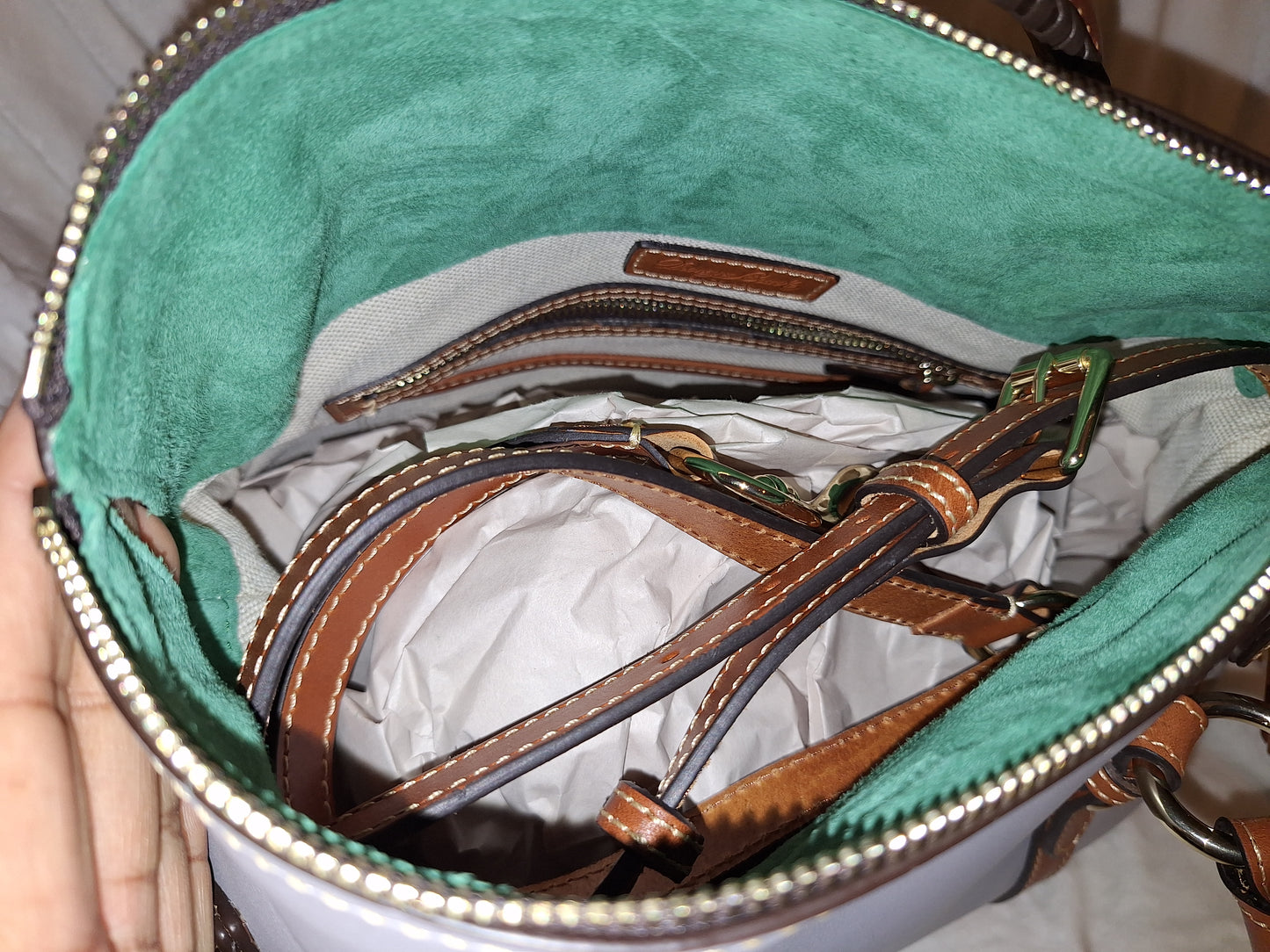 Dooney & Bourke Leather Satchel - Ash & Tan - NWT (Price Includes Shipping)