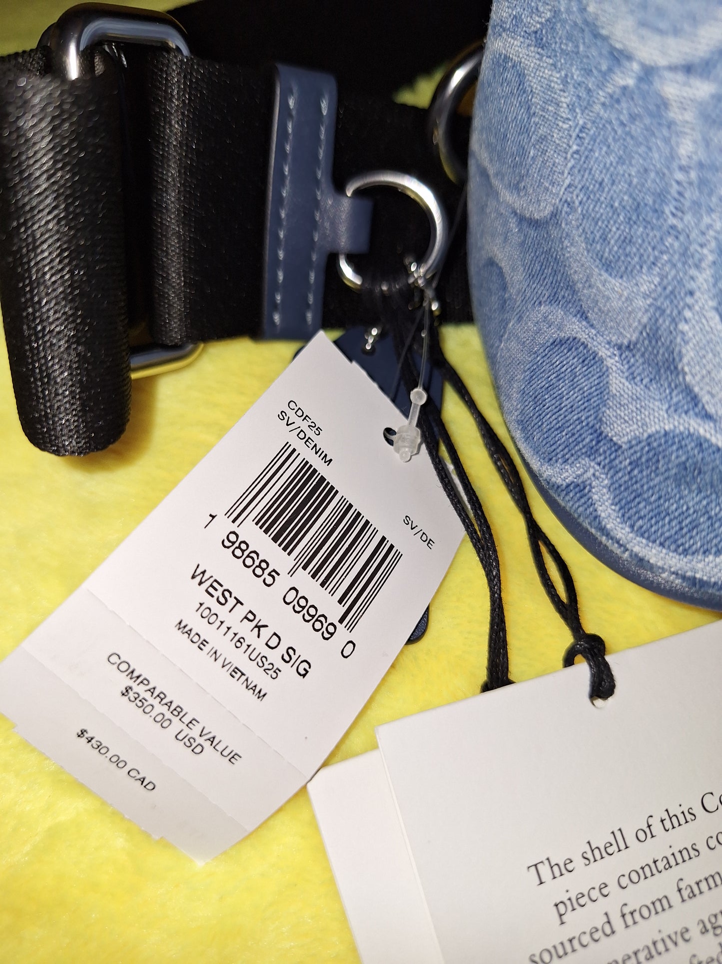 Coach Signature Denim West Pack Sling Bag - Denim & Silver - NWT - Price Includes Shipping