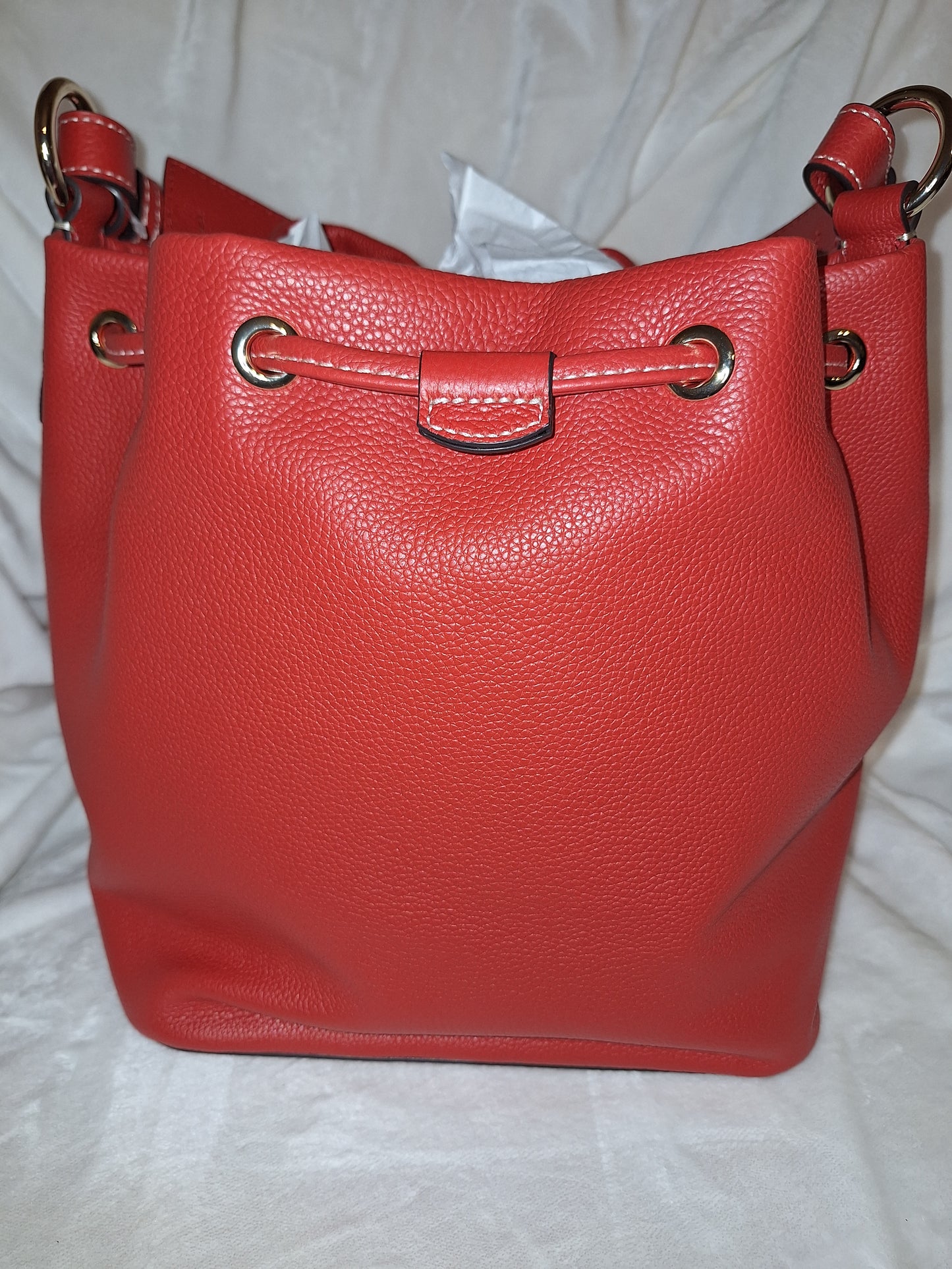 Dooney & Bourke Leather Drawstring Bag - Tomato Red - NWT  (Price Includes Shipping)