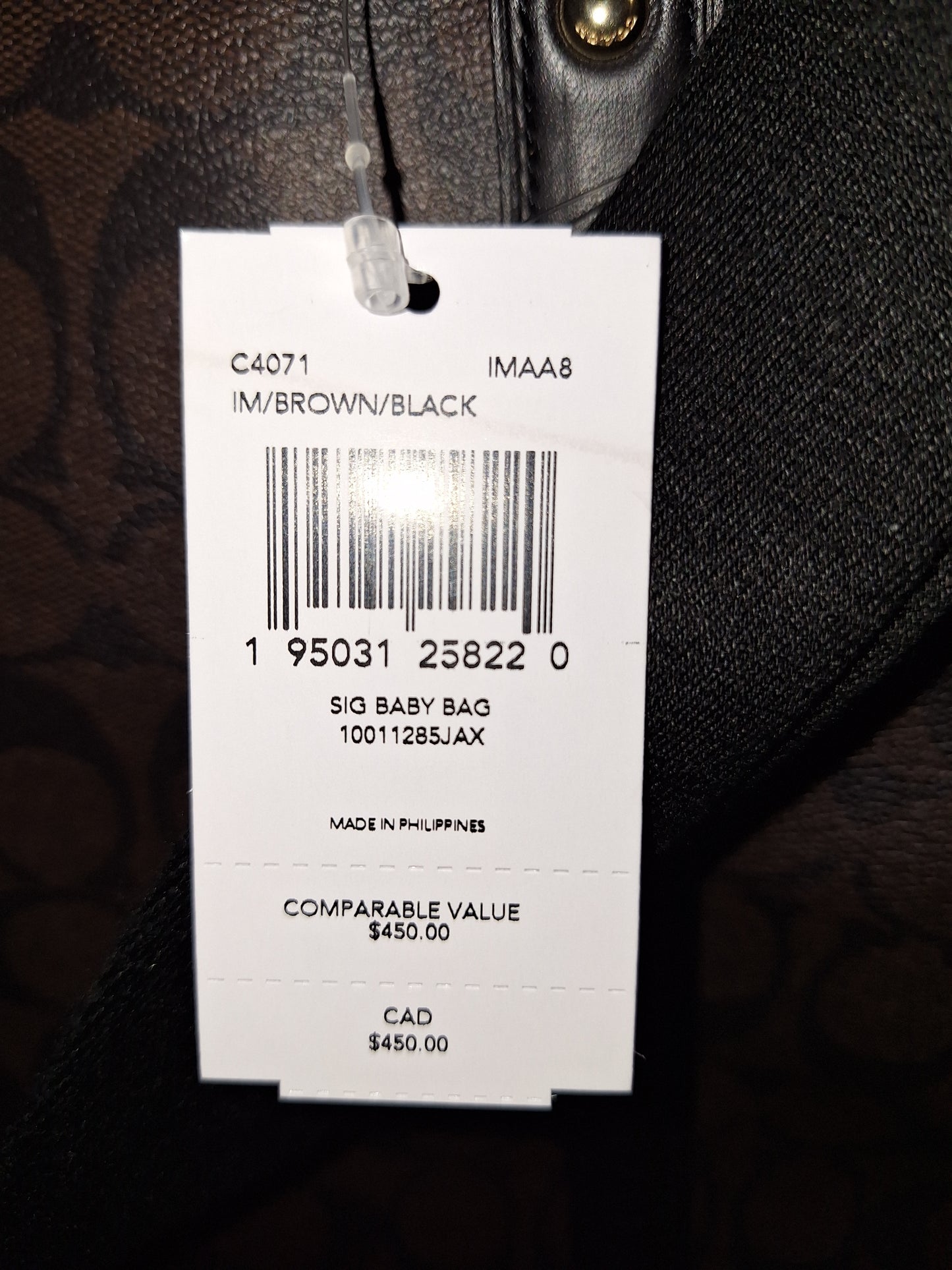 Coach Baby Bag Tote - Walnut/Black - NWT (Price Includes Shipping)