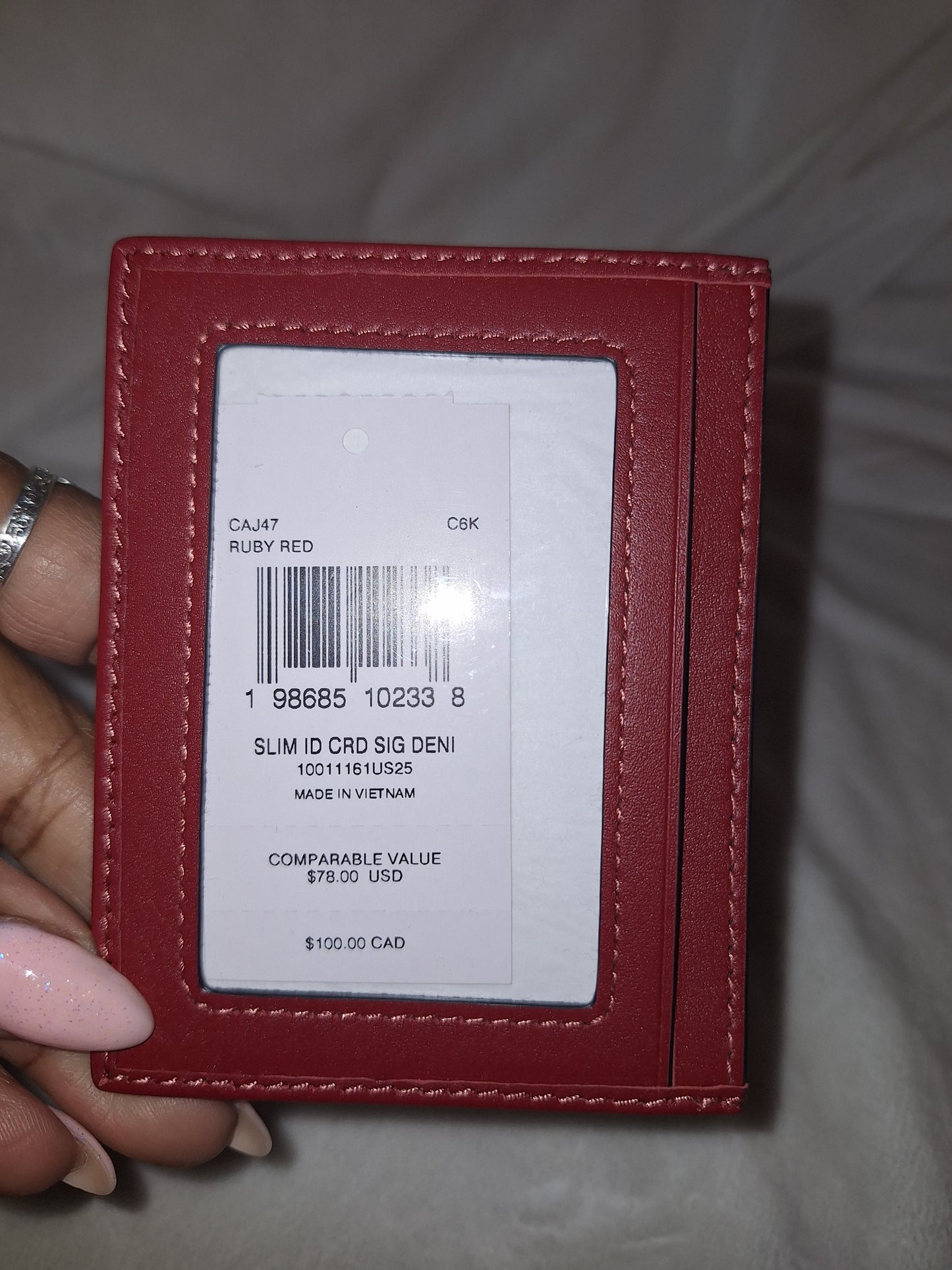 Coach Signature Denim ID Card Case - Red - NWT (Price Includes Shipping)