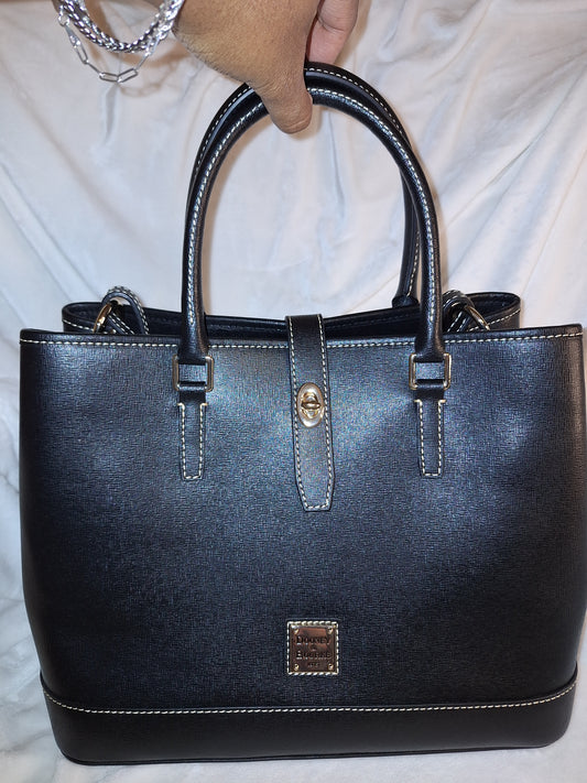 Dooney & Bourke Saffiano Perry Satchel - Black/Black - NWT (Price Includes Shipping)