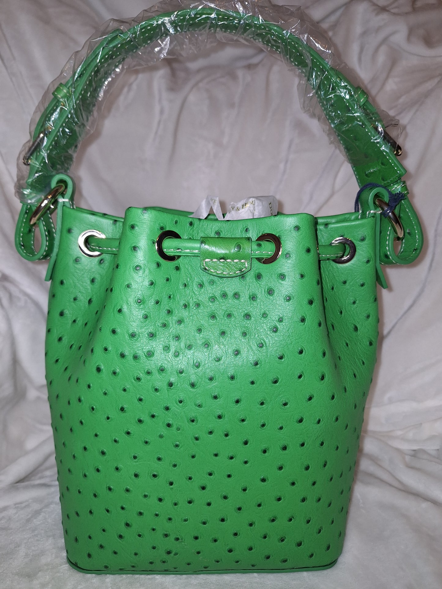 Dooney & Bourke Small Ostrich Drawstring Bag - Kelly Green - NWT (Price Includes Shipping)