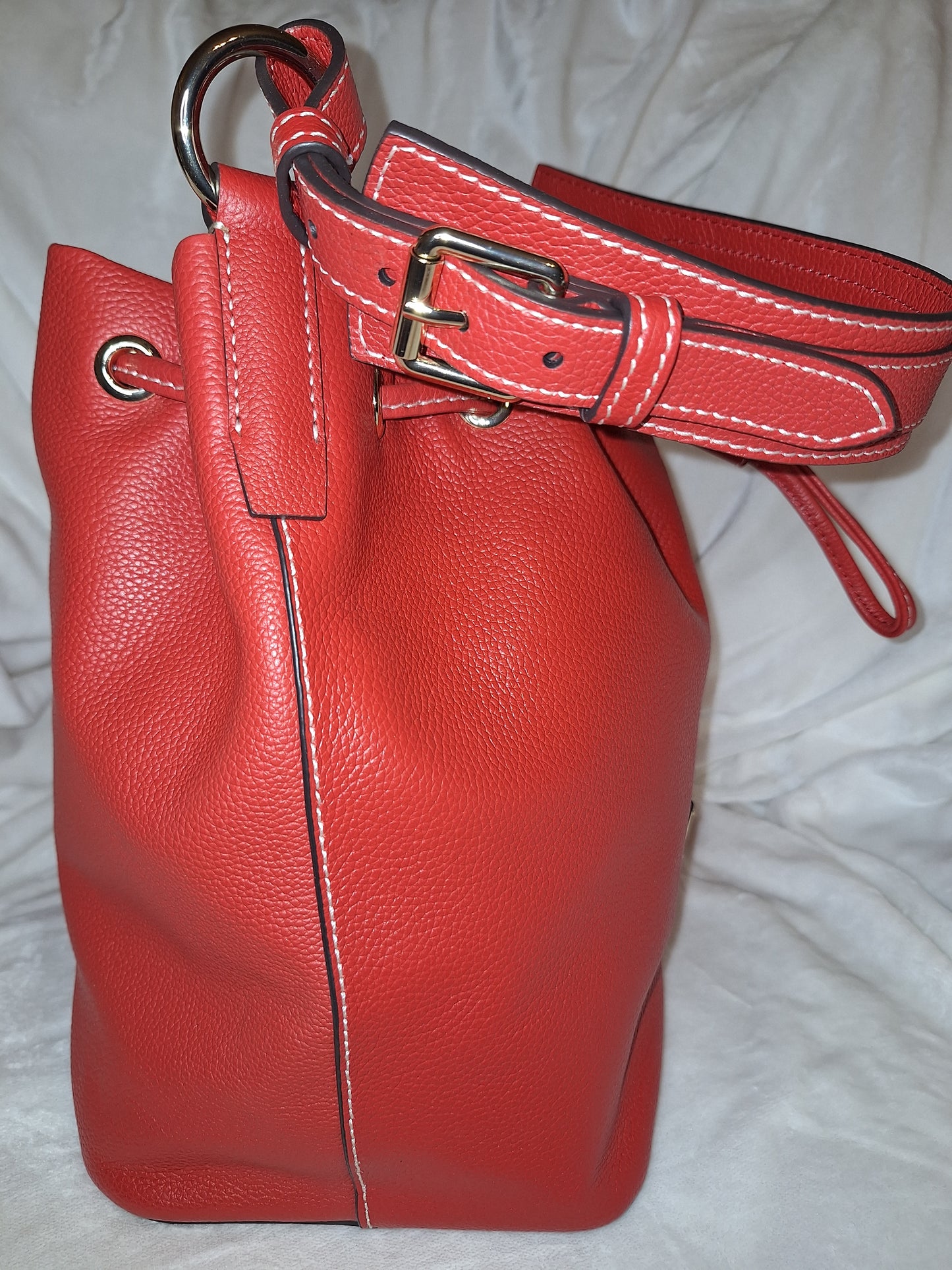 Dooney & Bourke Leather Drawstring Bag - Tomato Red - NWT  (Price Includes Shipping)